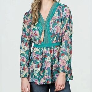 NWT Matilda Jane- Women’s  Kookaburra Floral Semi Sheer Elastic Waist size Large